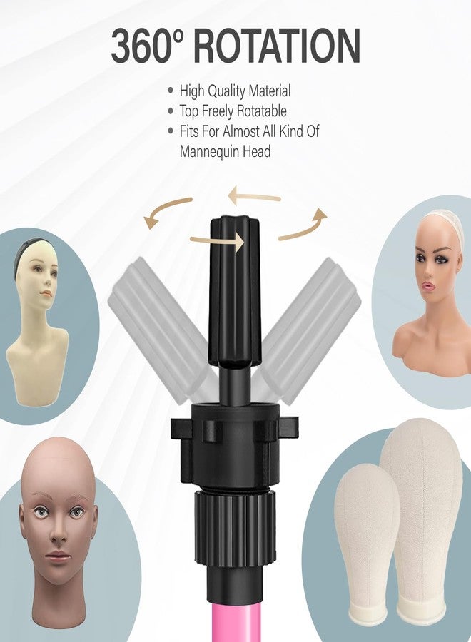 AliLeader 25 Inch Mannequin Head Stand Tripod for Mannequin Head Wig Stand Tripod Wig Head Stand for Training Heads and Canvas Block Head (Mannequin Head Not Included,Pink) - Image 5